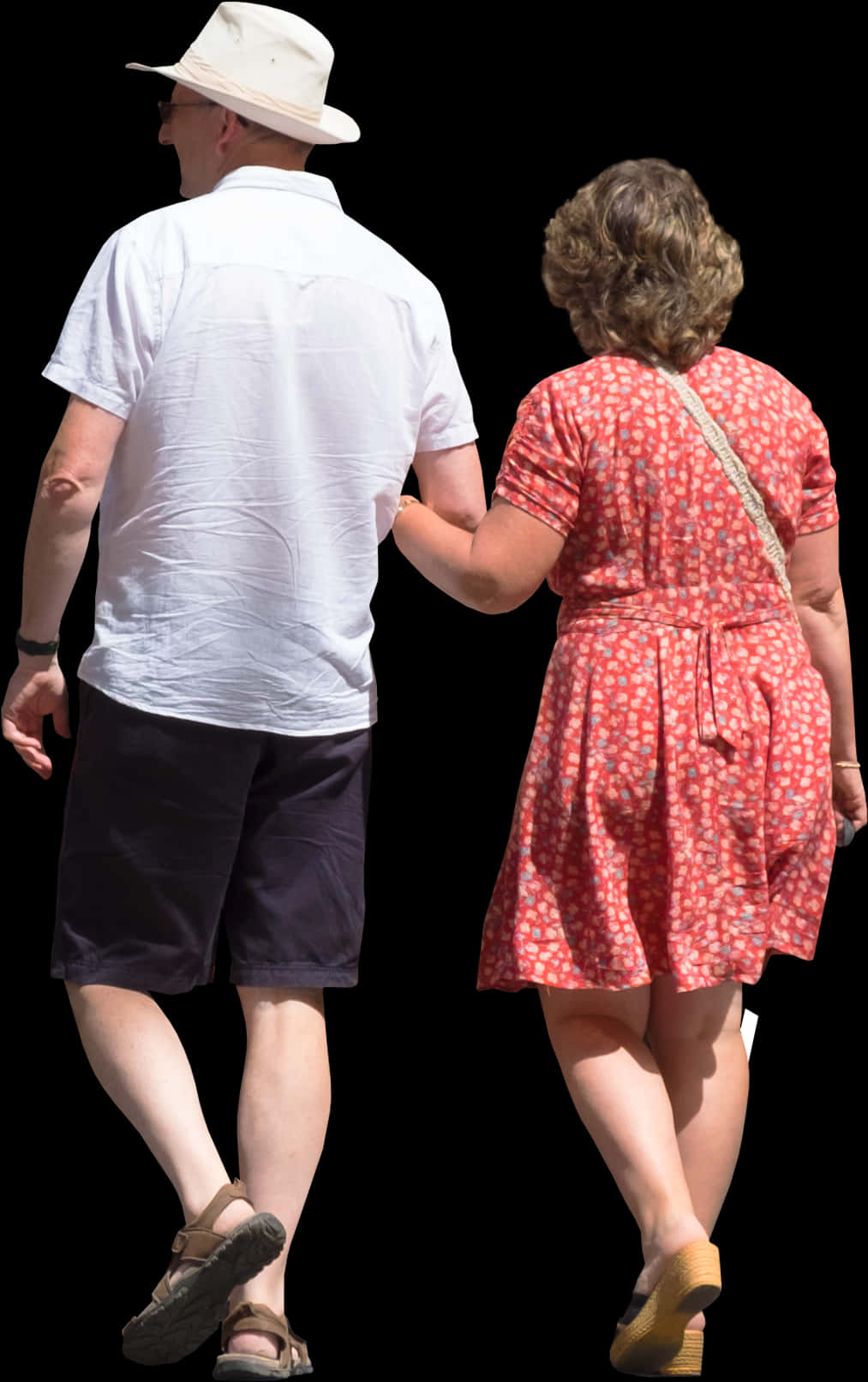 Couple Walking Together Summer Outfit PNG