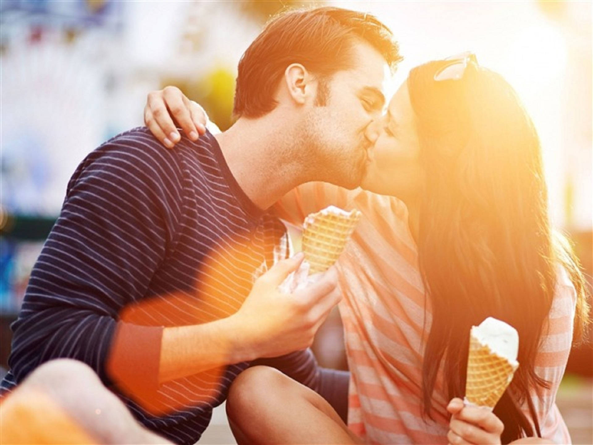 Couple With Ice Cream Romantic Love