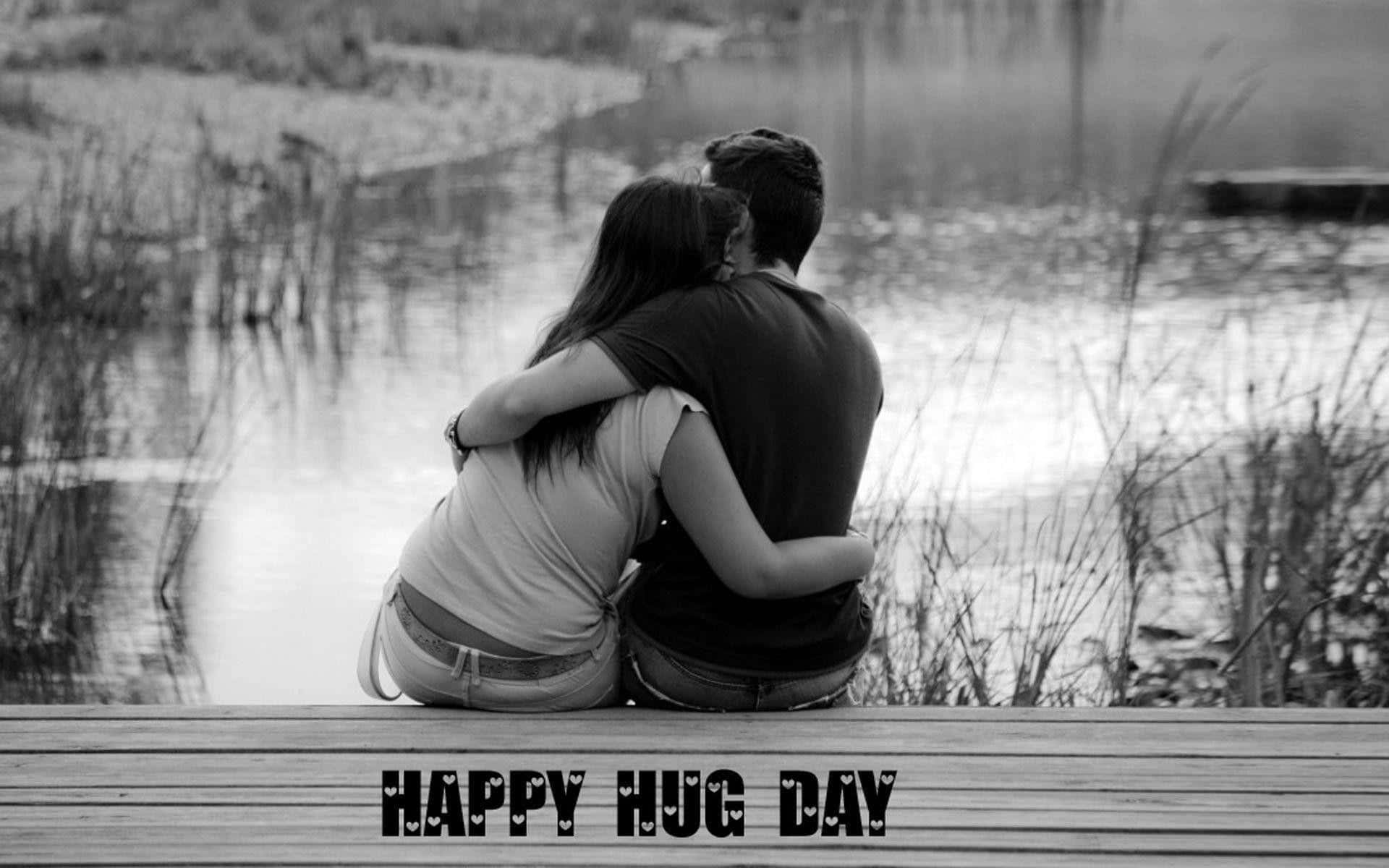 Couples Hugging Happy Hug Day Text Picture