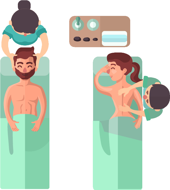 Couples Massage Session Cartoon PNG