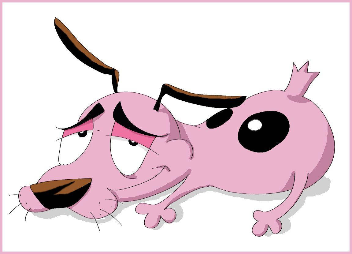 Courage Pink Cartoon Dog Wallpaper
