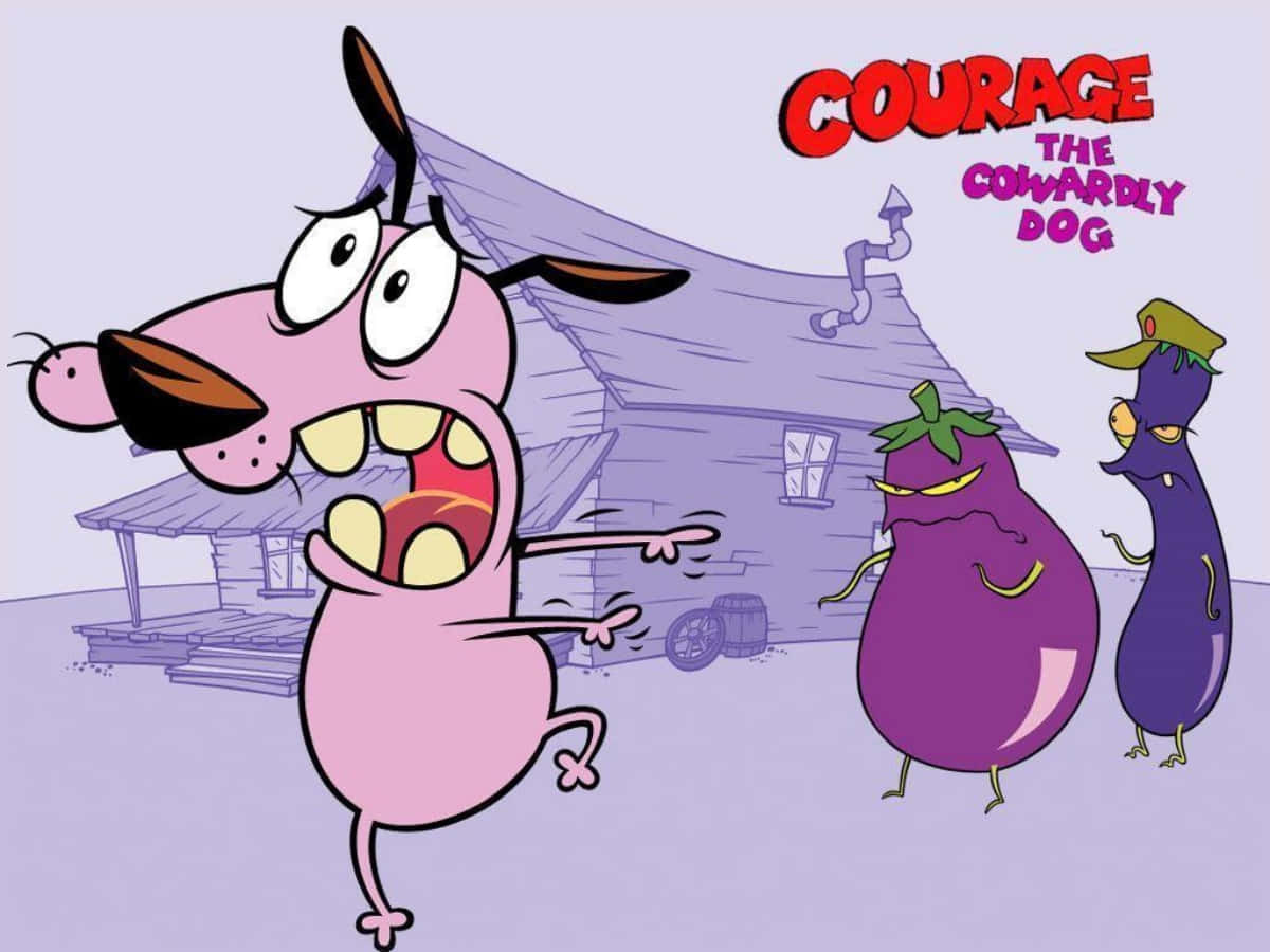 Courage The Cowardly Dog With Eggplant Wallpaper