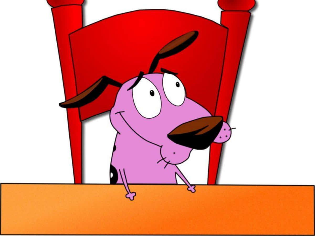 A Cartoon Dog Sitting In A Chair With A Sign Wallpaper