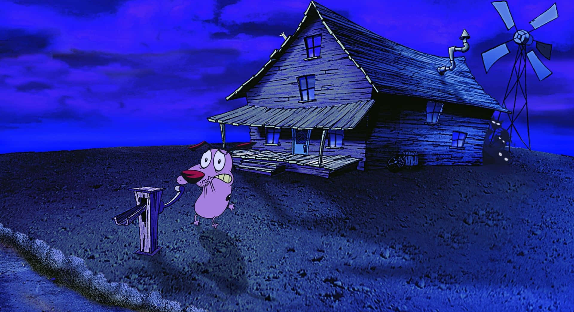Courage The Cowardly Dog Protects His Beloved Owners. Wallpaper