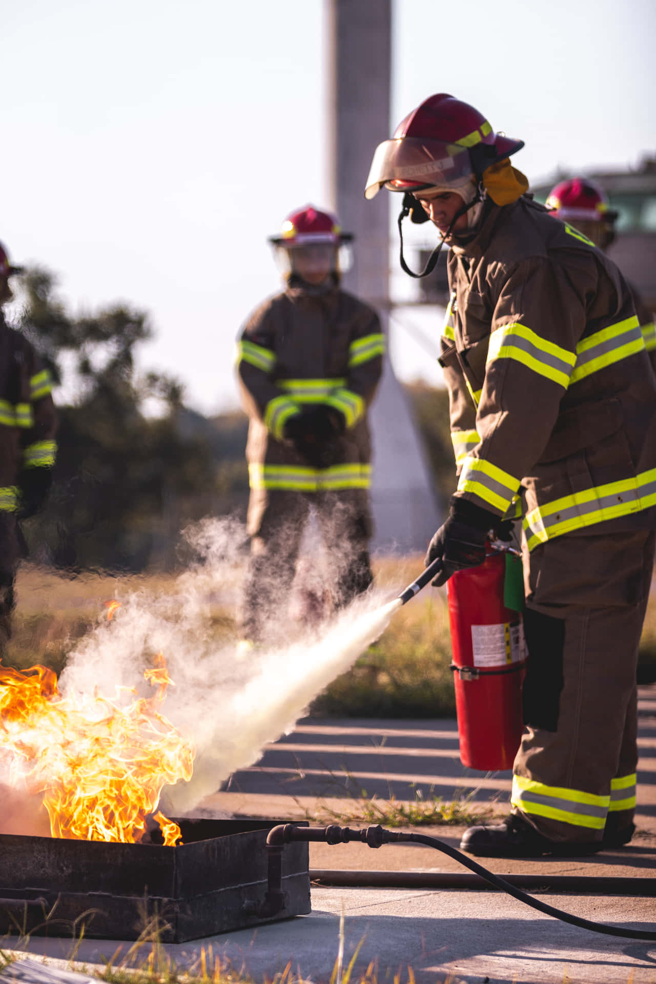 Courageous Firefighter Battling Flames