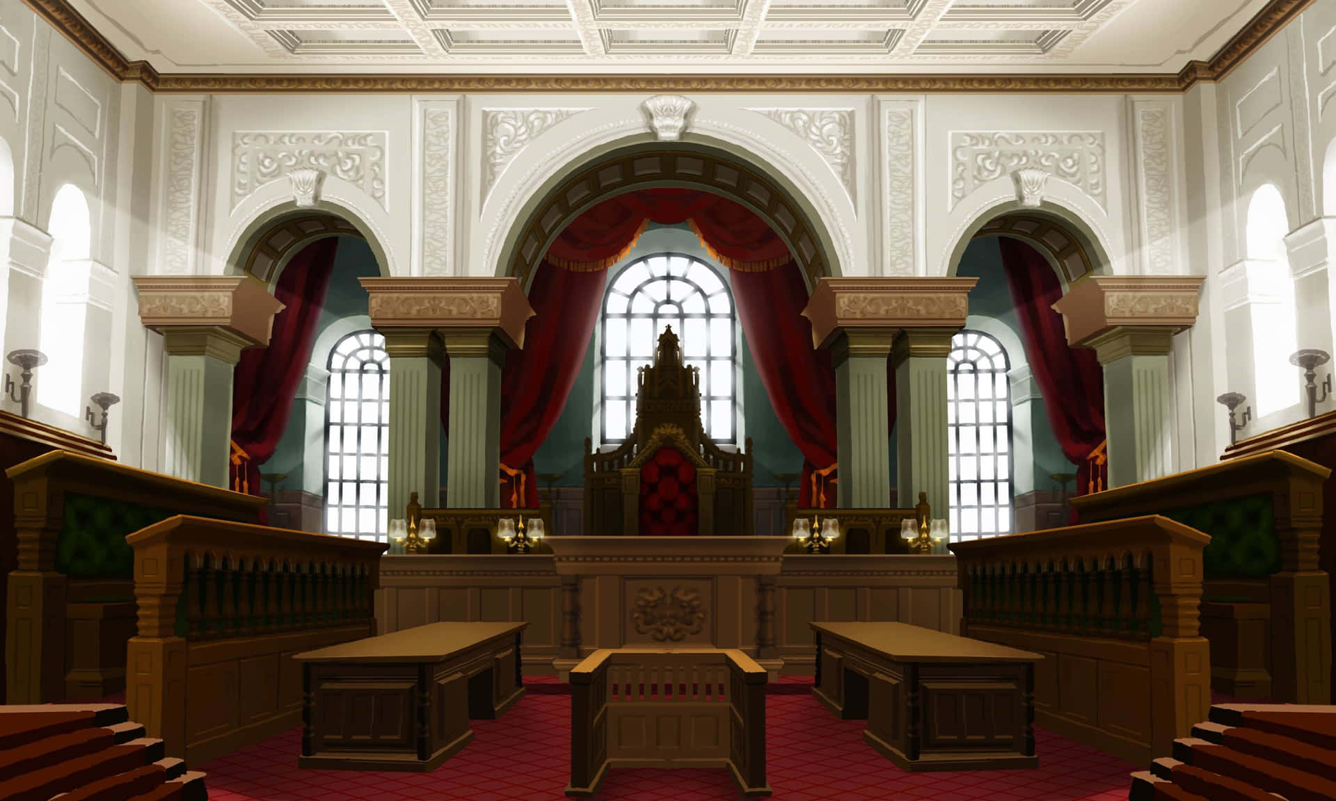 A stunning, high-resolution image of an elegant and modern courtroom interior