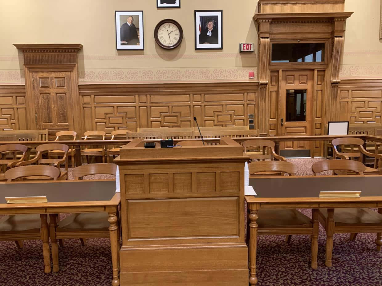Wooden Interior Massachusetts Appeals Courtroom Background