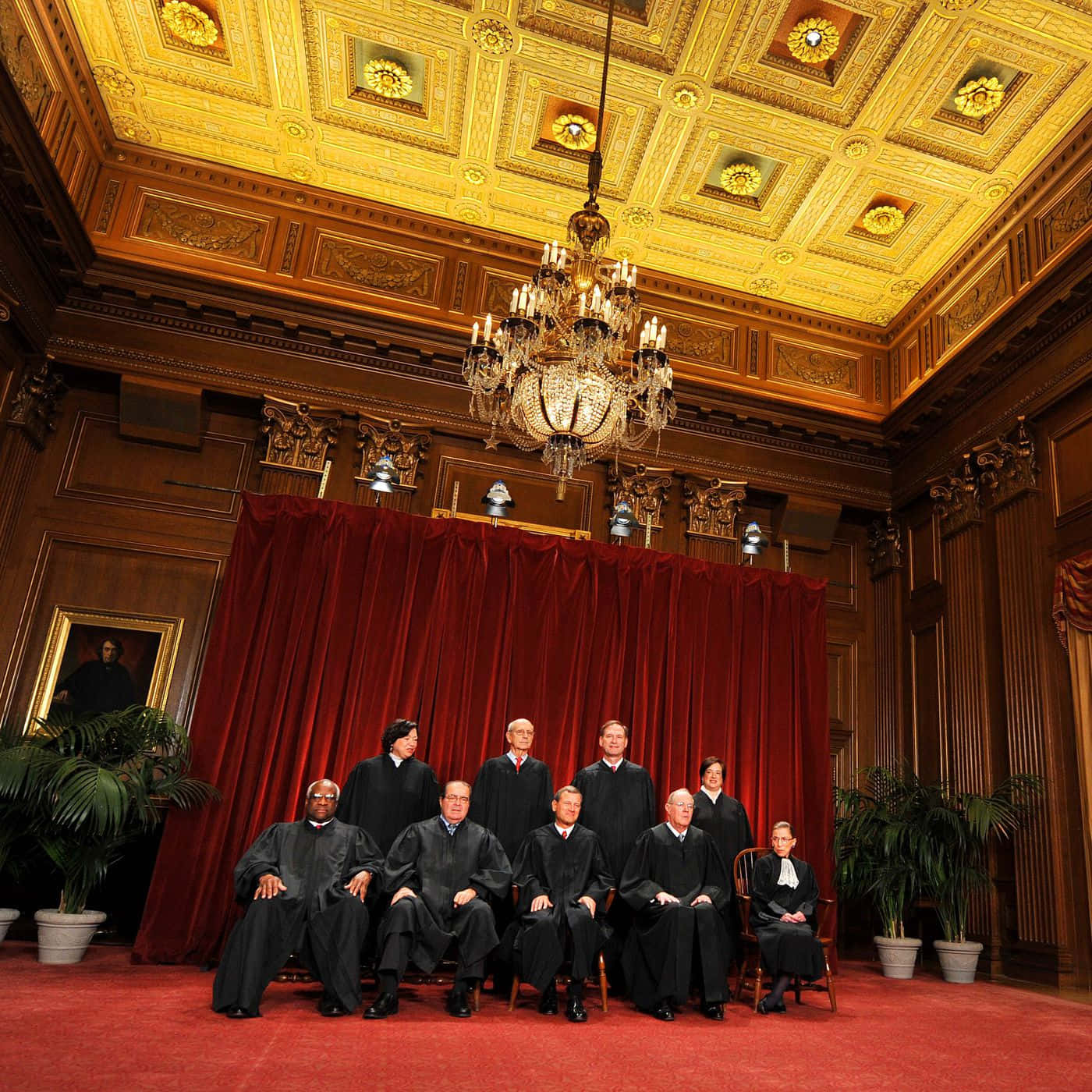 Low Angle Supreme Court Justices In Courtroom Background
