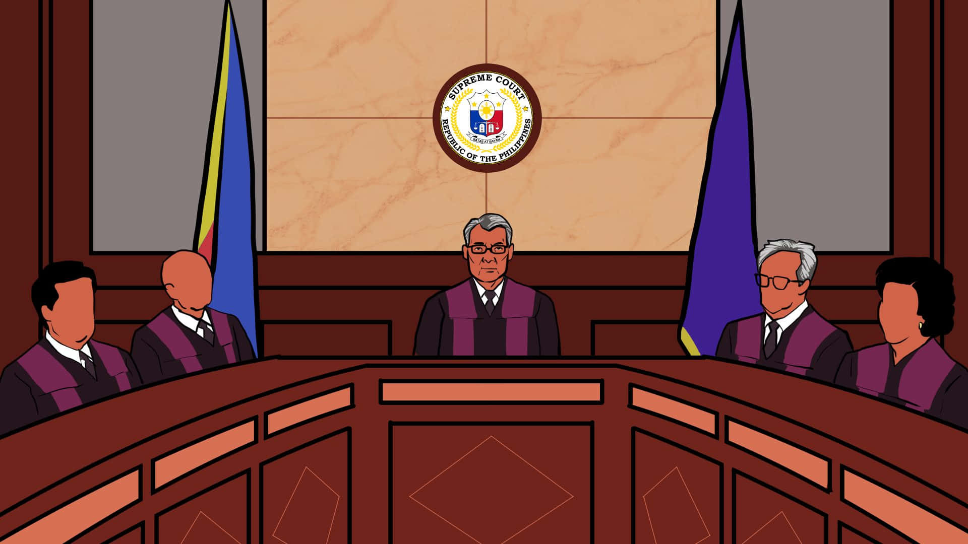Chief Justice In Courtroom Background Vector Art