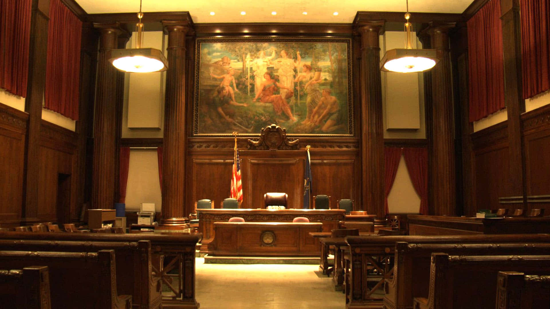 Courtroom With Vast Painting Background