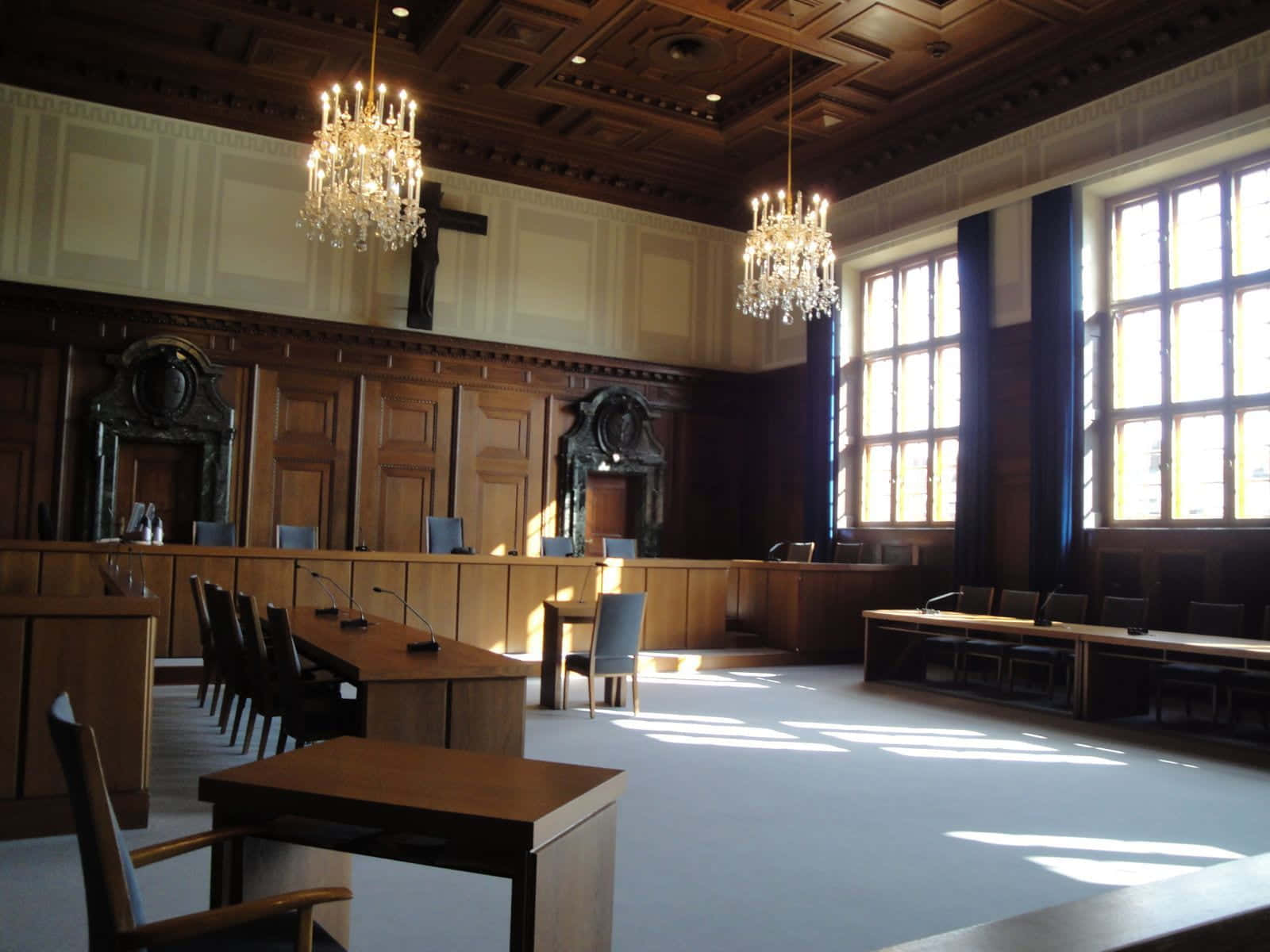 A Courtroom With A Large Number Of Chairs