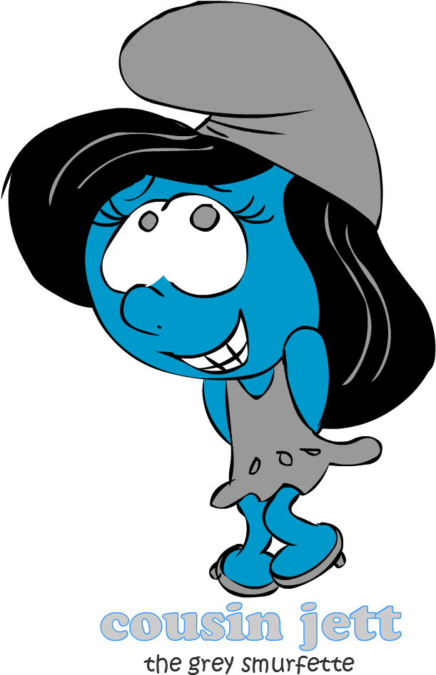 Cousin Jett Grey Smurfette Character PNG