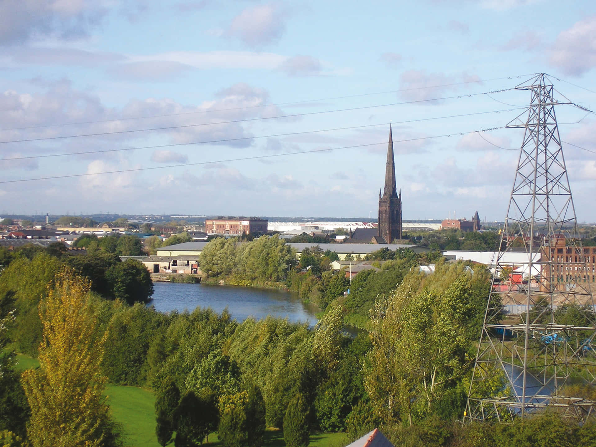 Coventry Skyline Met Kerkspits Achtergrond