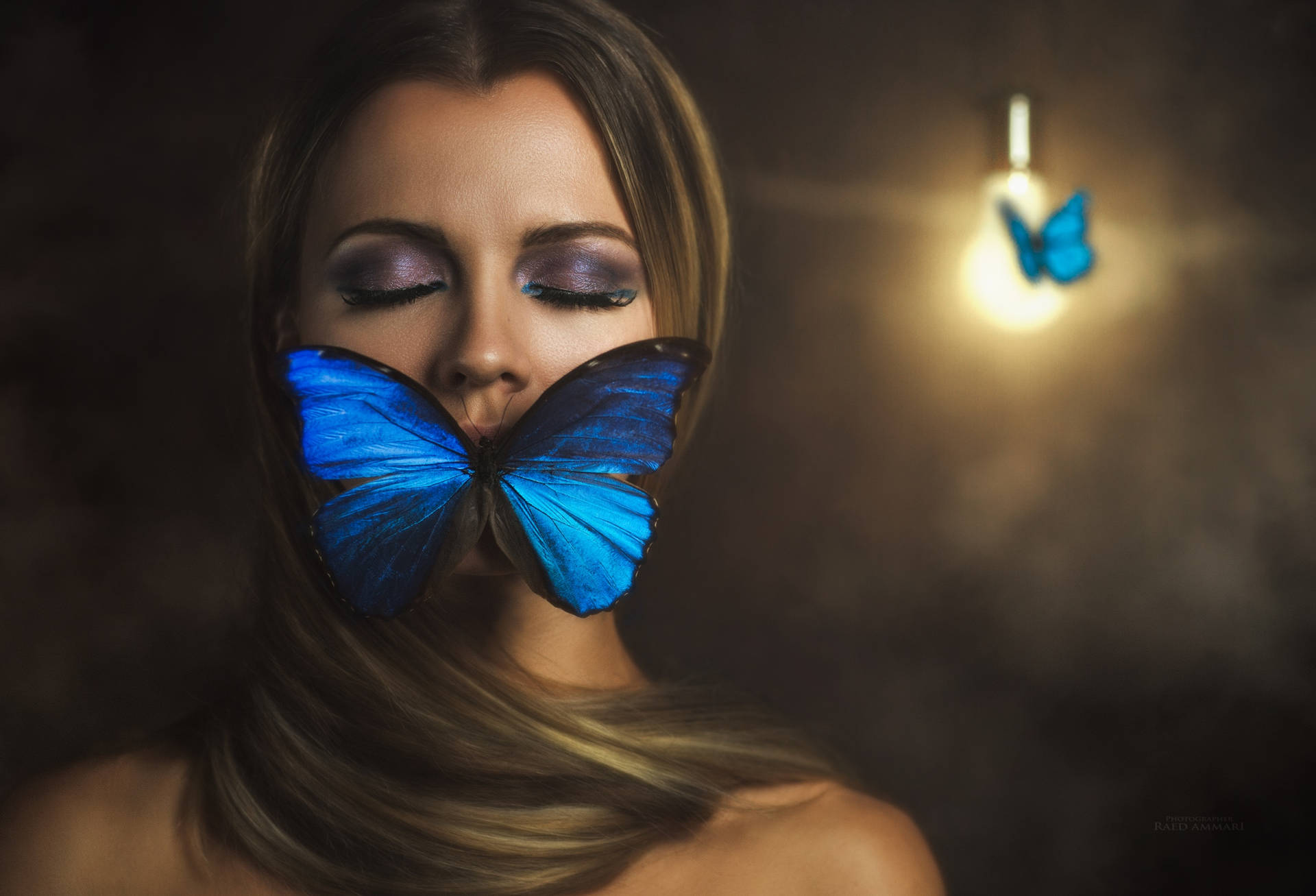 Covered Mouth Blue Butterfly Wallpaper