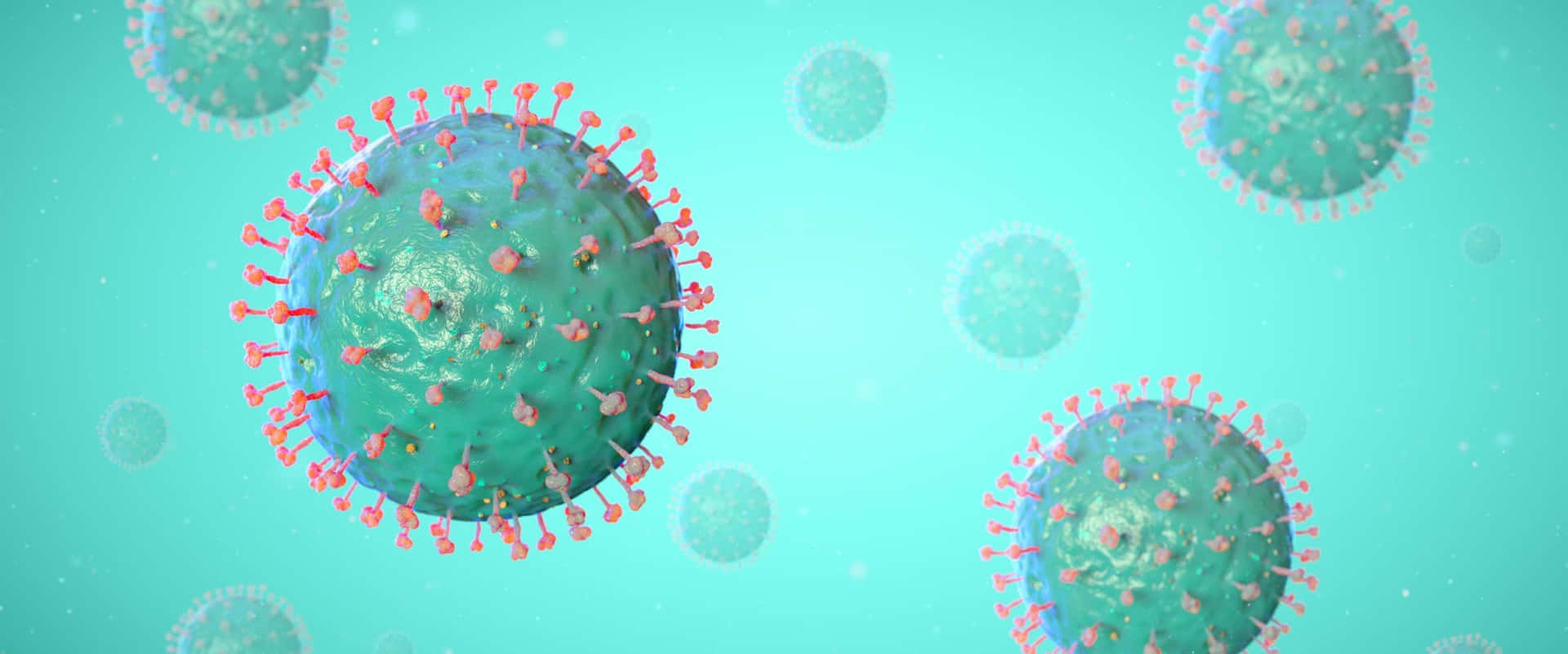 Coronaviruses On A Blue Background