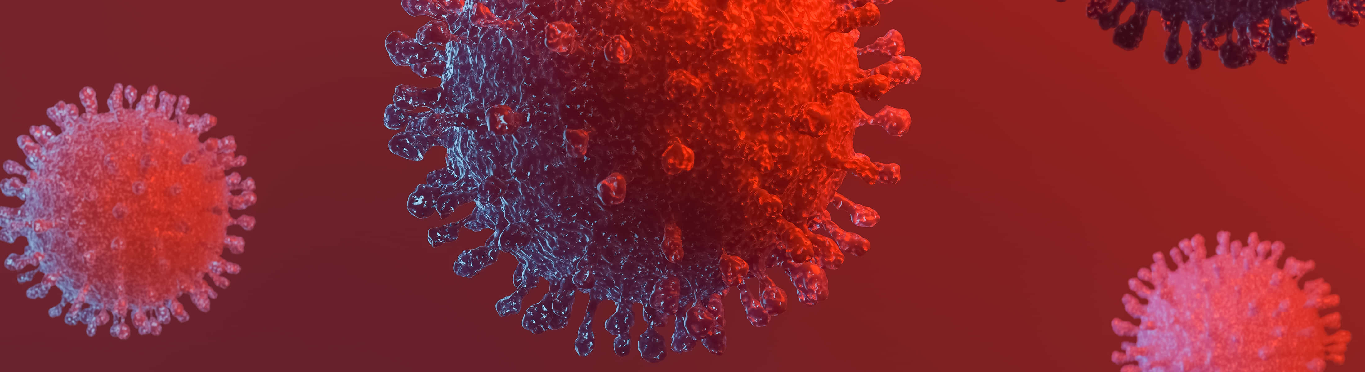 Coronaviruses In A Red And Blue Background