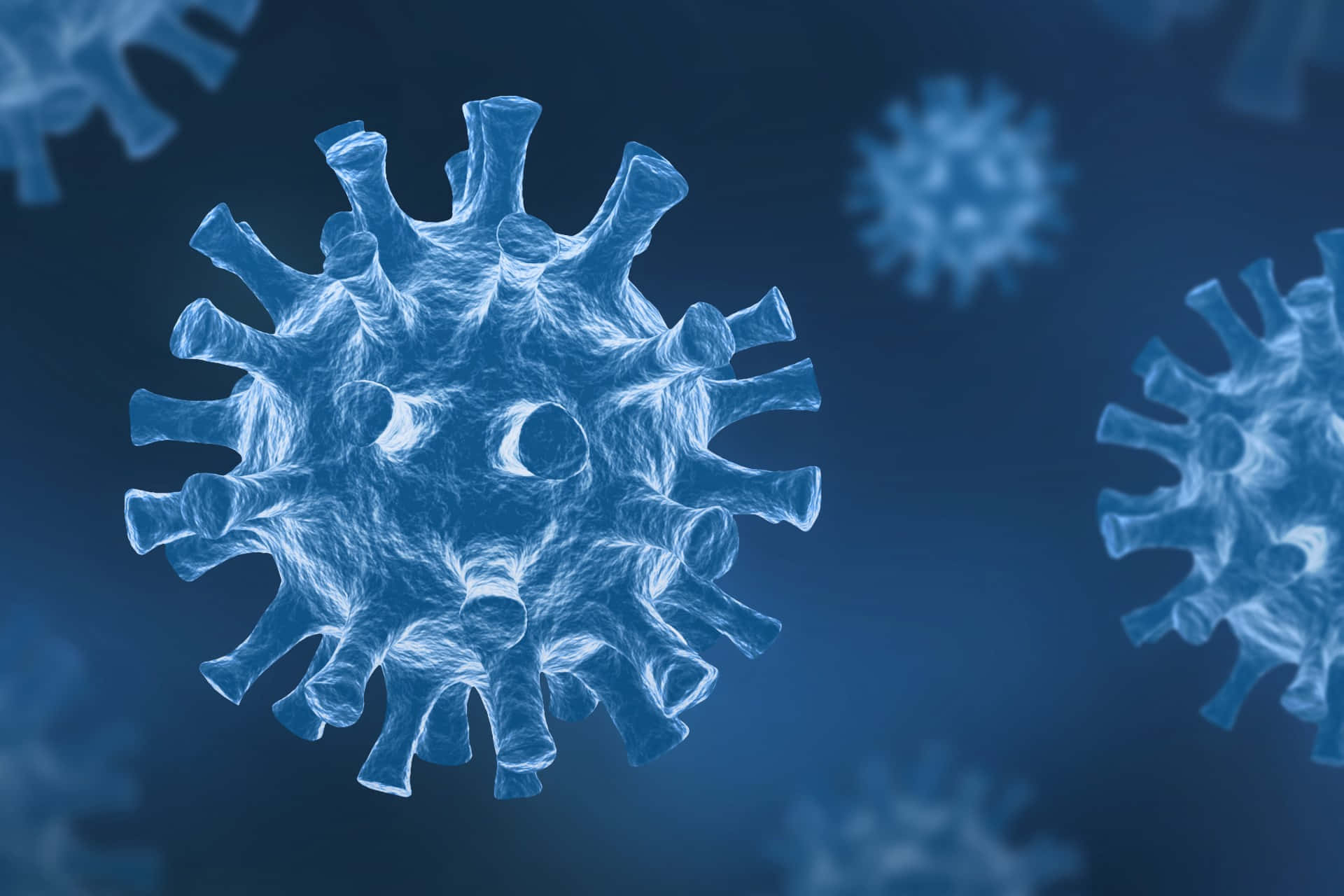 Coronaviruses In A Blue Background