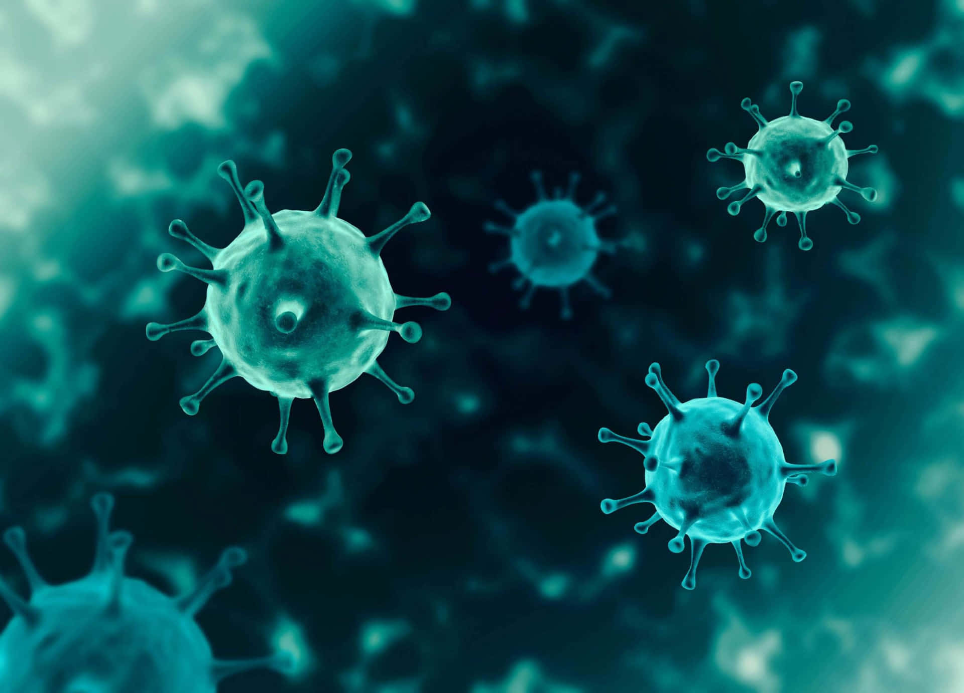 A Group Of Blue And Green Viruses