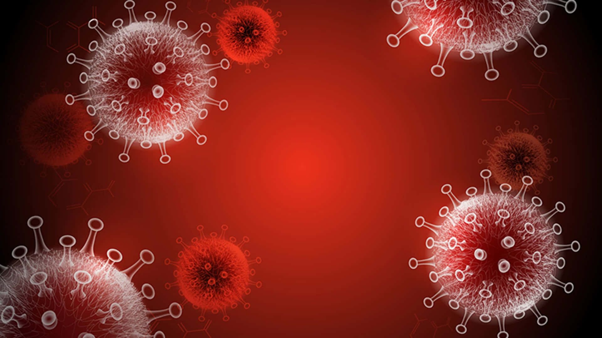 Coronaviruses On A Red Background