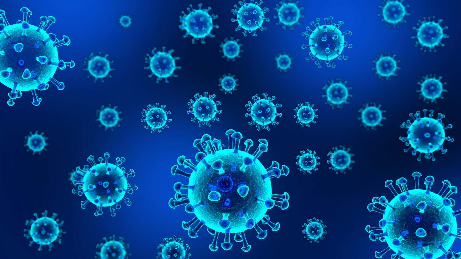 Coronaviruses In Blue And White