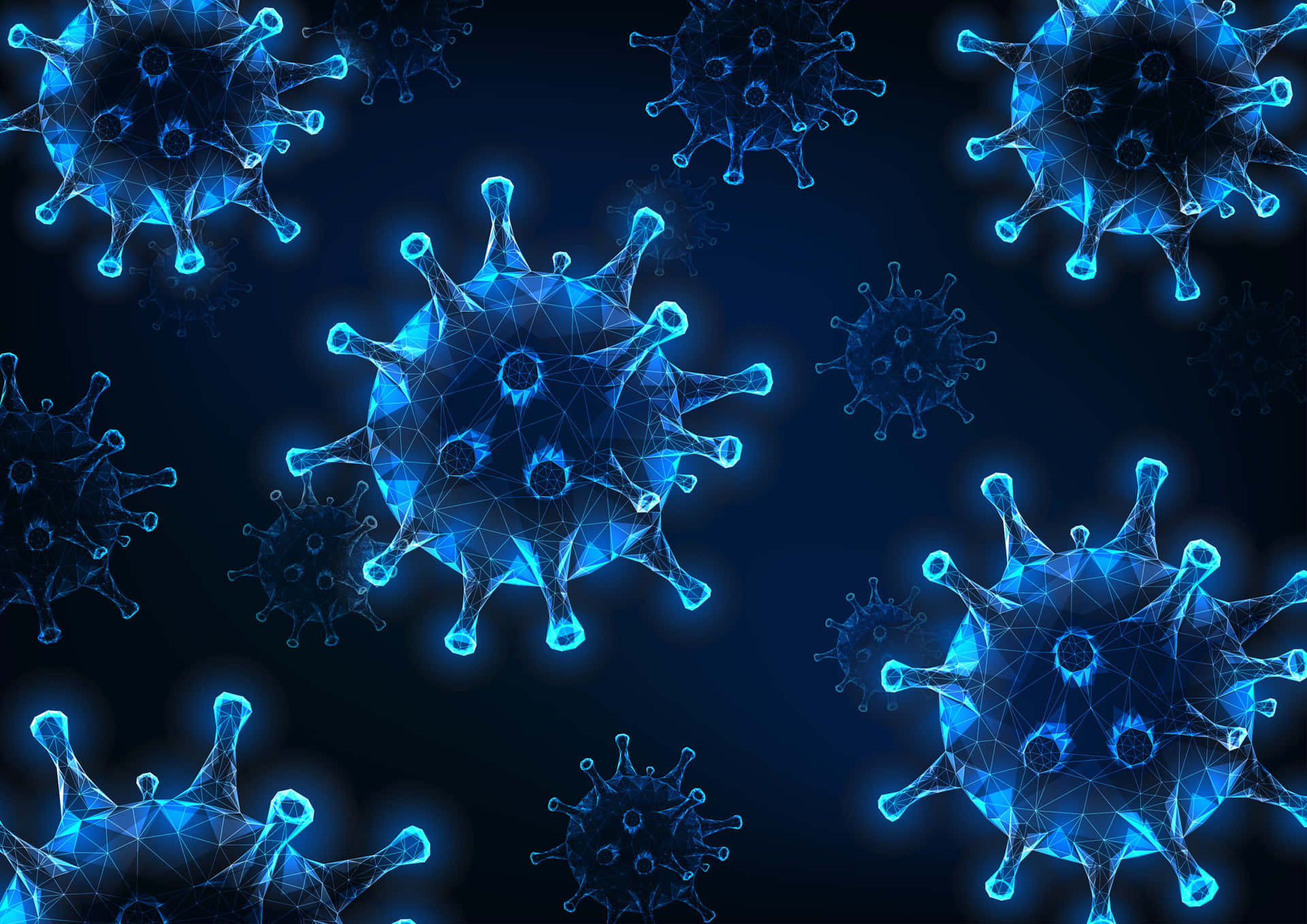Blue Coronaviruses On A Dark Background