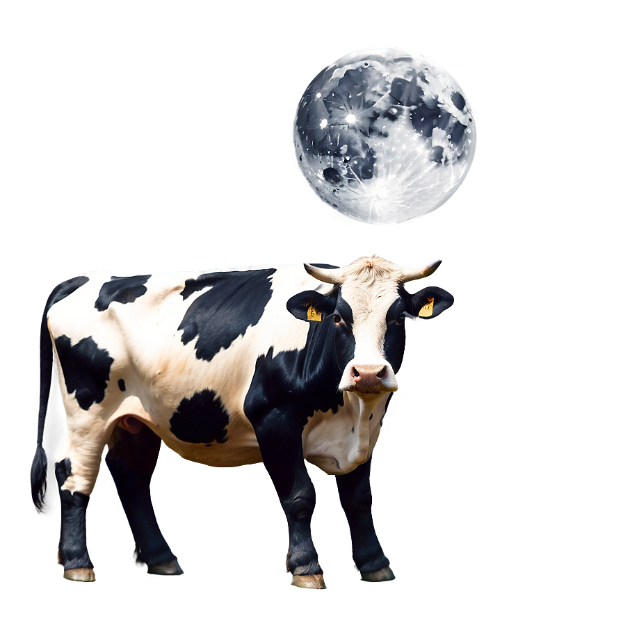 Cow And Moon Png 05032024 PNG