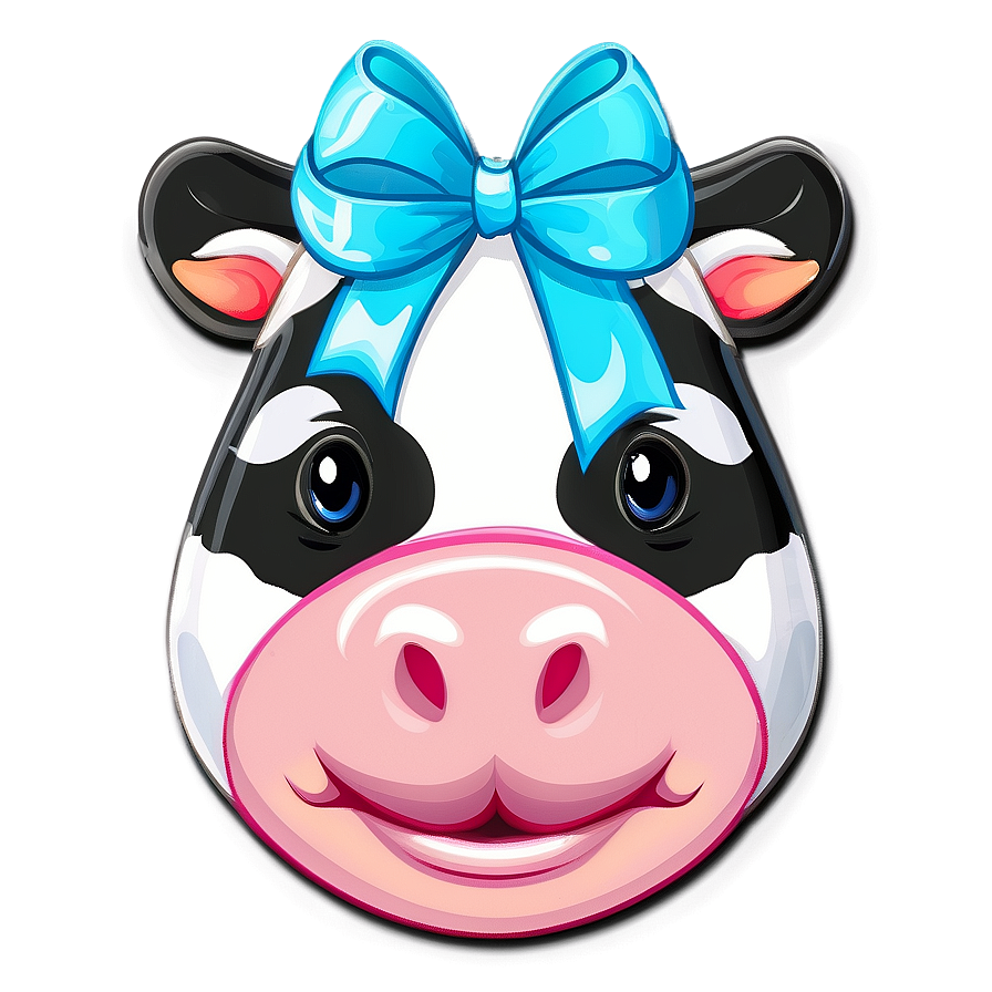 Cow Face With Bow Png 06212024 PNG