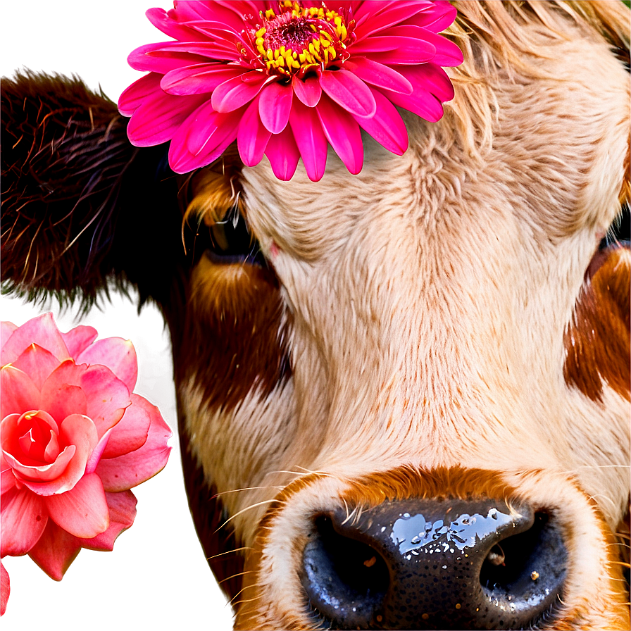 Cow Face With Flowers Png 06212024 PNG