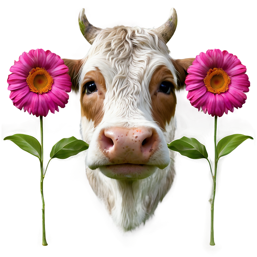 Cow Face With Flowers Png 06212024 PNG