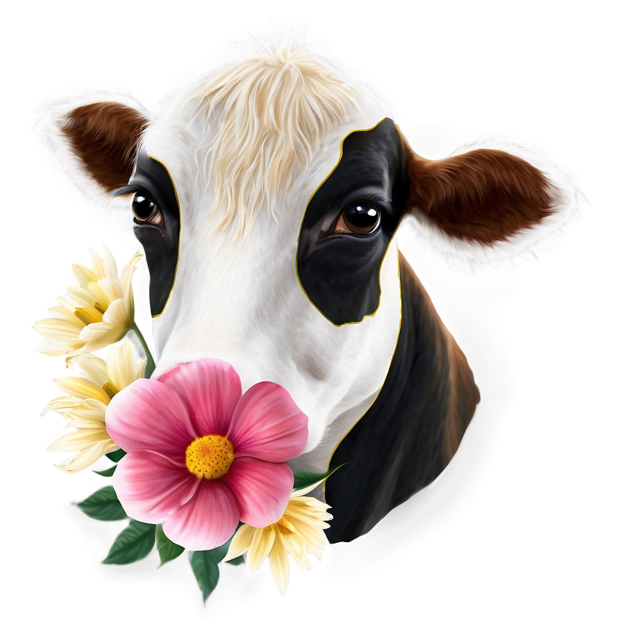 Cow Face With Flowers Png Cct35 PNG