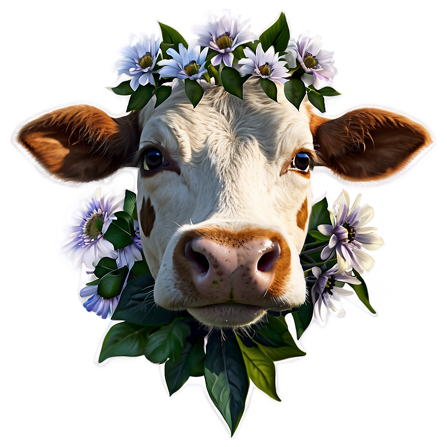 Cow Face With Flowers Png Ioe66 PNG