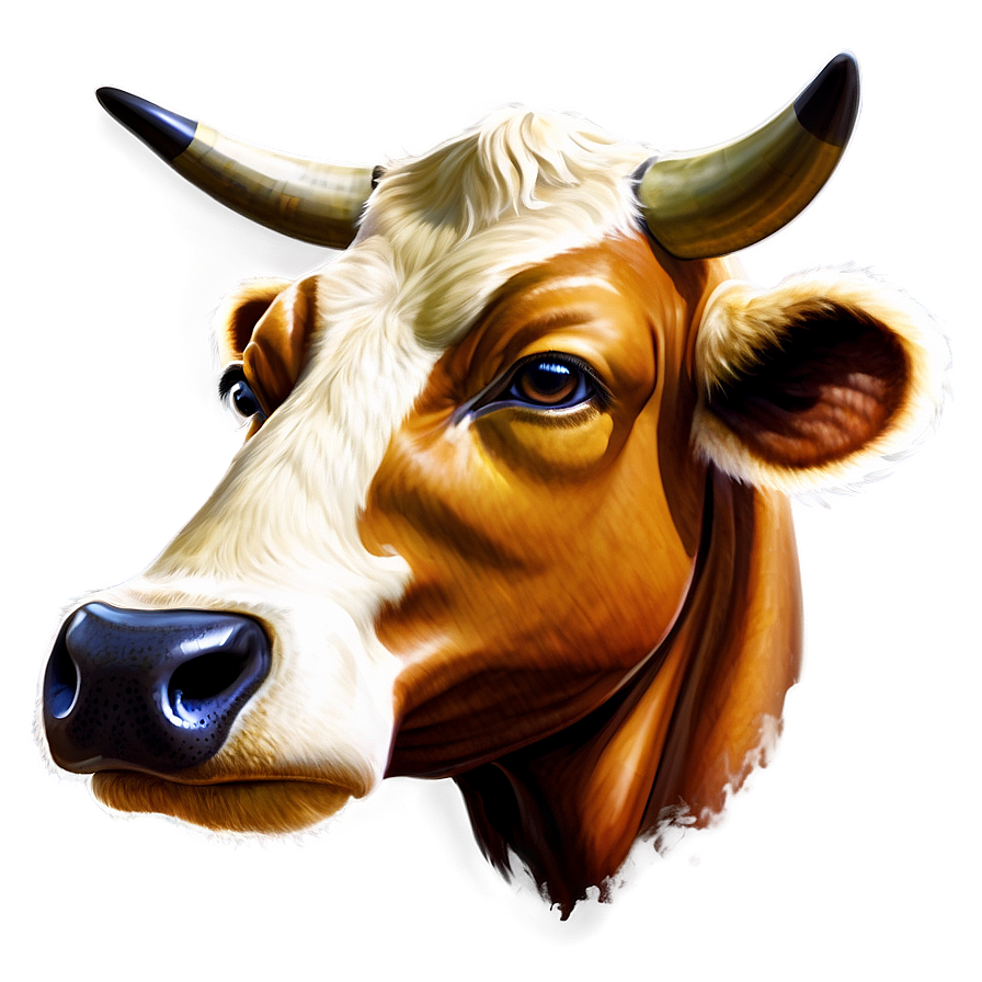 Cow Head Illustration Png 06212024 PNG