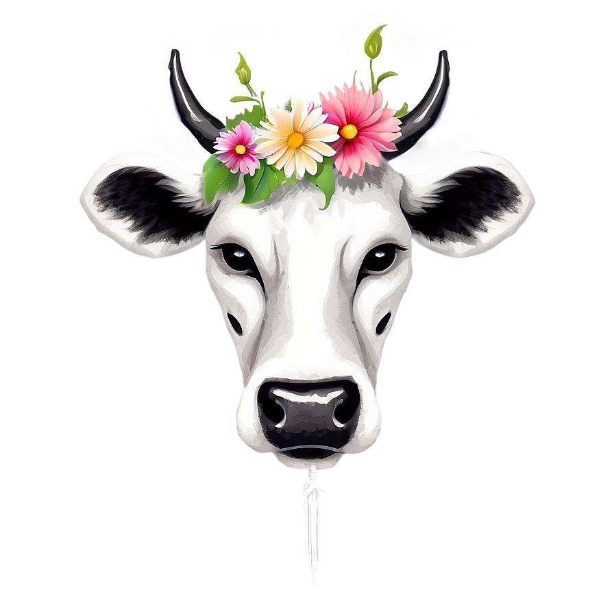 Cow Head With Flowers Png Olr8 PNG