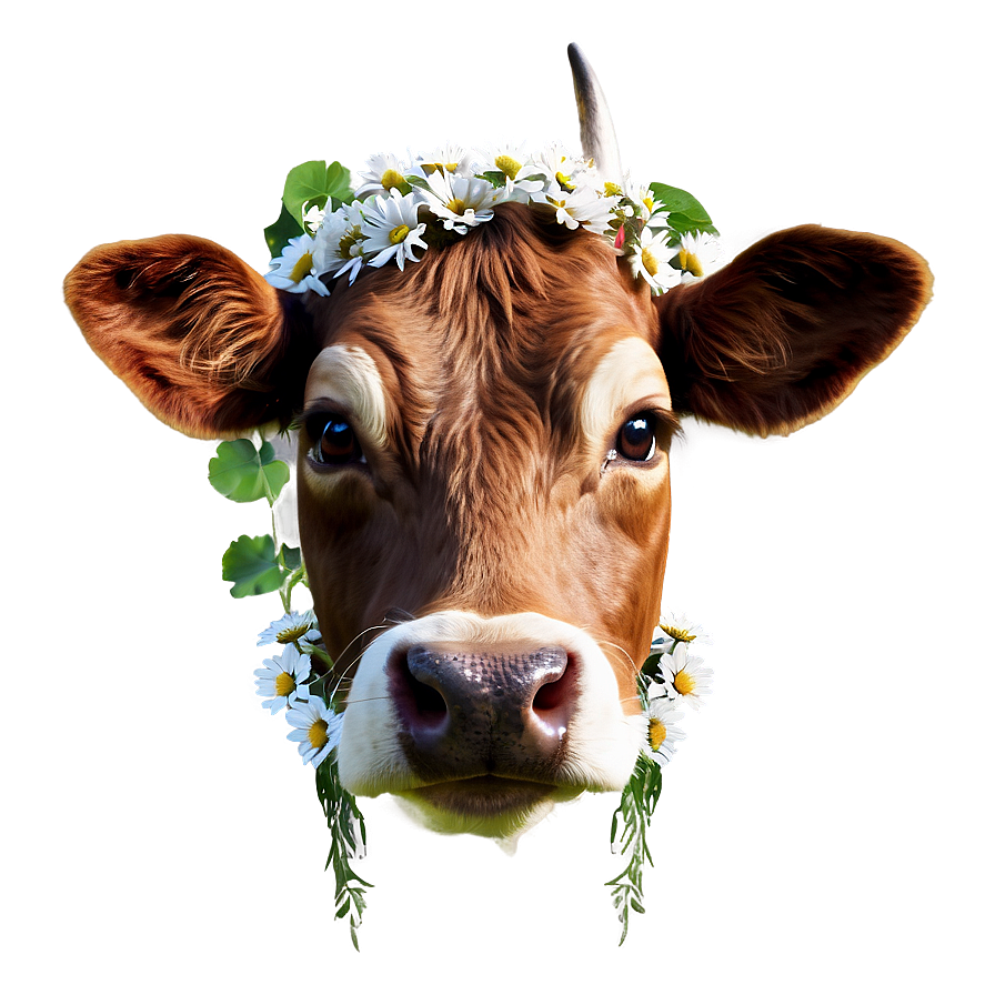 Cow Head With Flowers Png Rub PNG