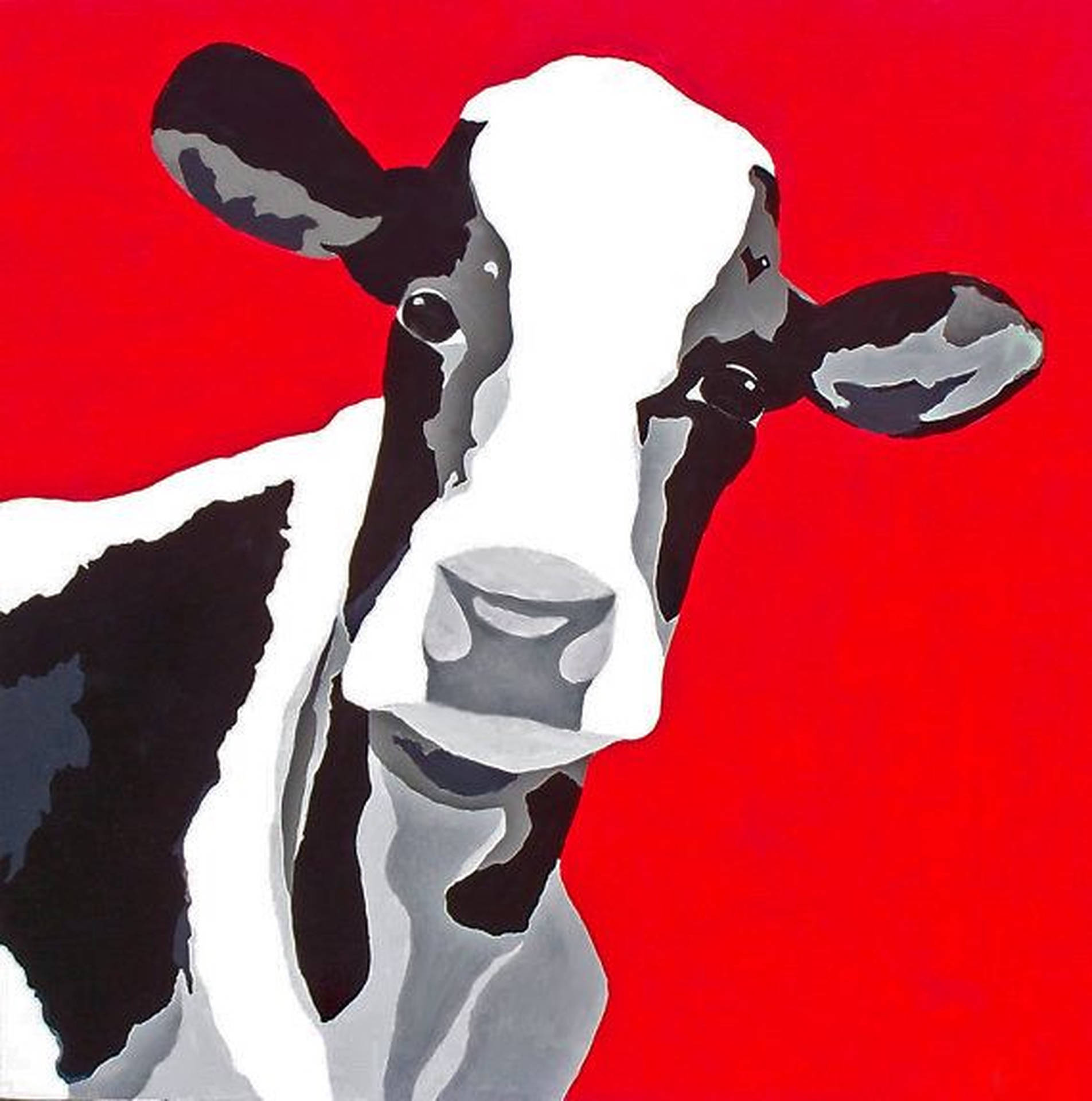 Cow Print Red Painting Wallpaper