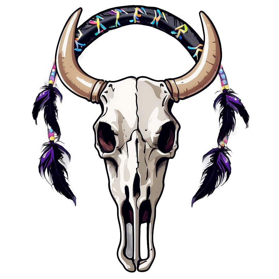 Cow Skull With Dreamcatcher Png 06132024 PNG