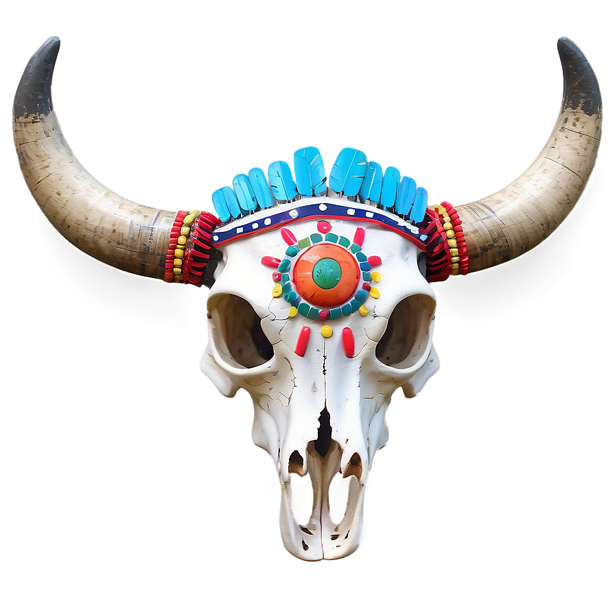 Cow Skull With Indian Headdress Png Nlh PNG