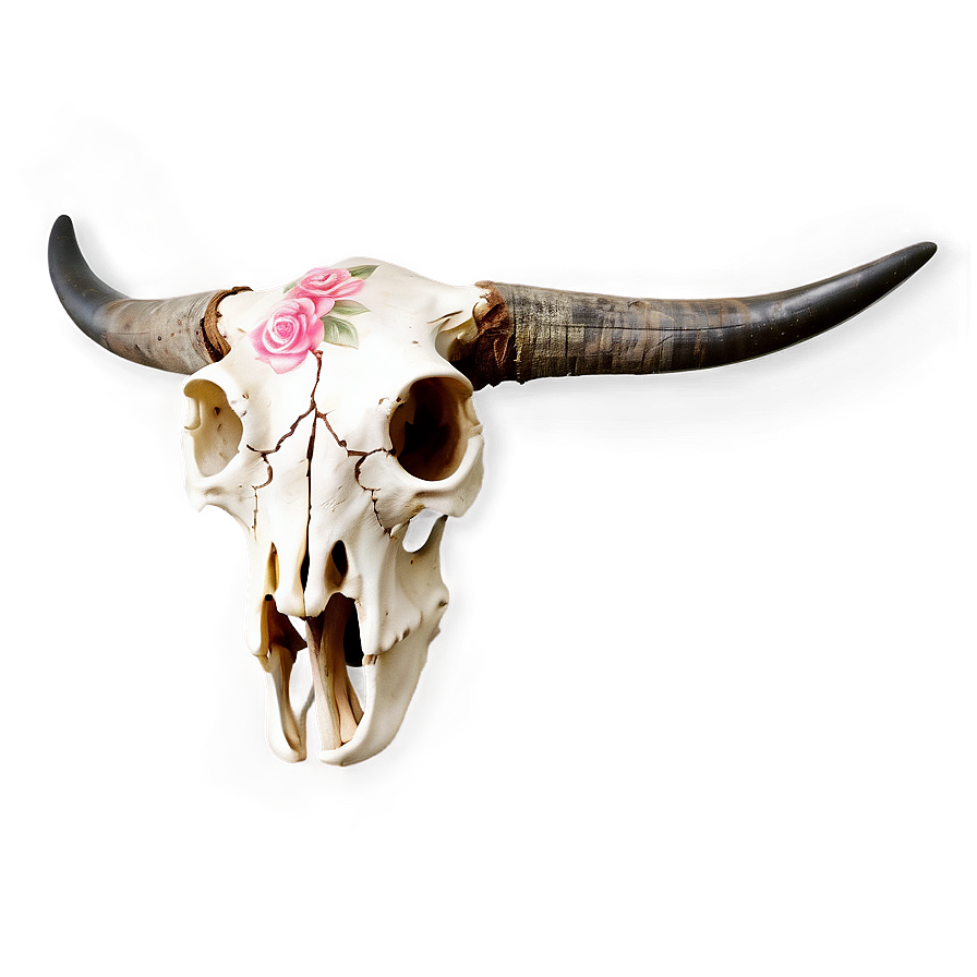 Cow Skull With Roses Png 06132024 PNG