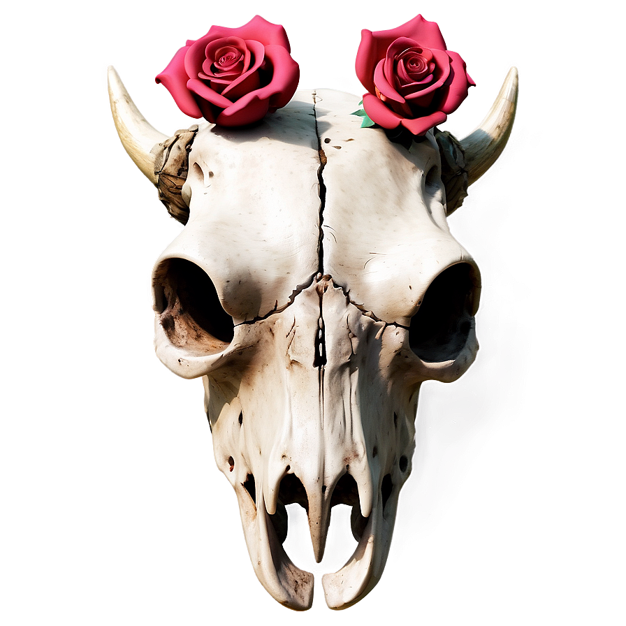 Cow Skull With Roses Png Hmf PNG