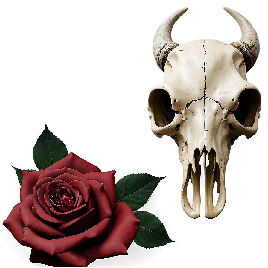 Cow Skull With Roses Png Tng85 PNG