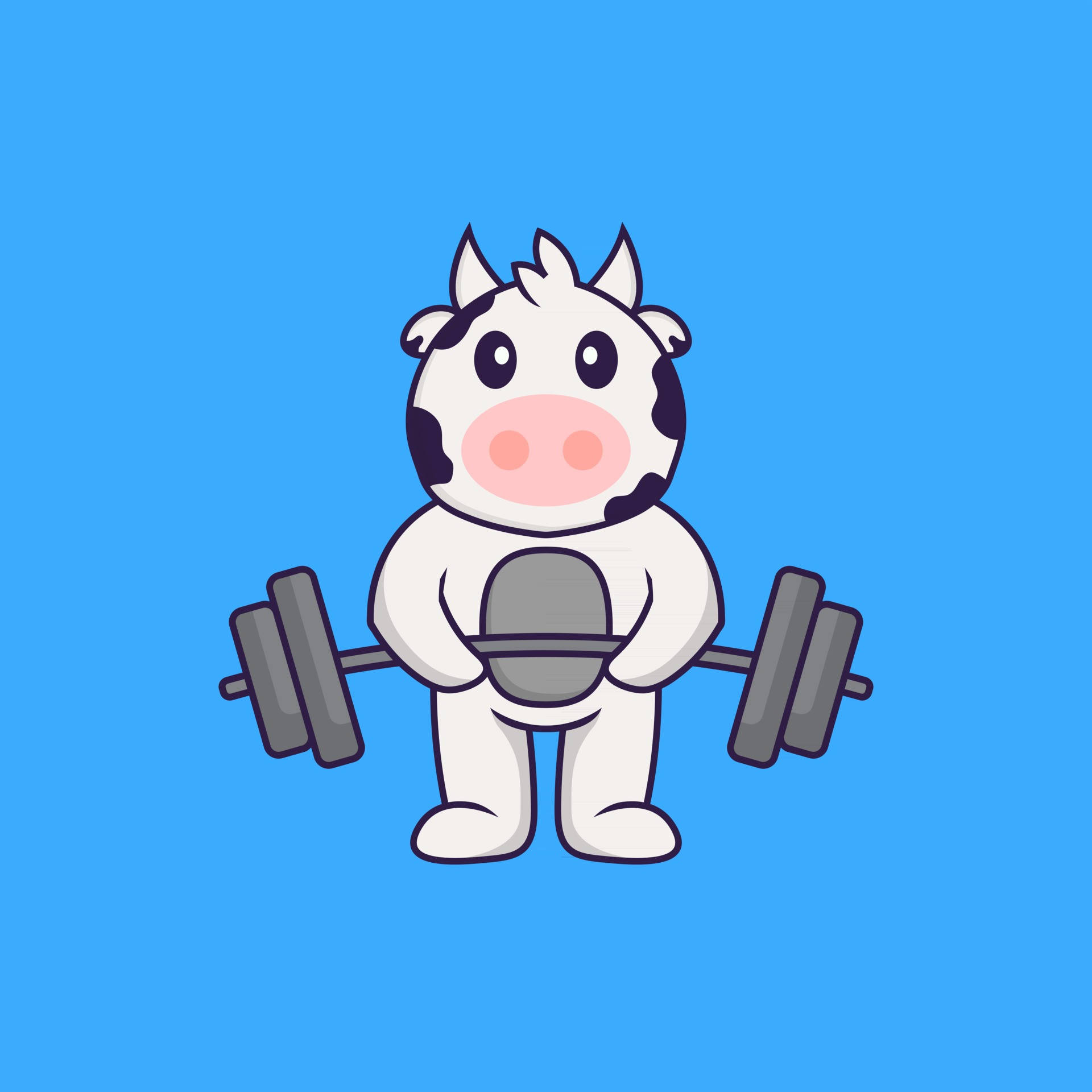 Cow With Barbell Art Wallpaper