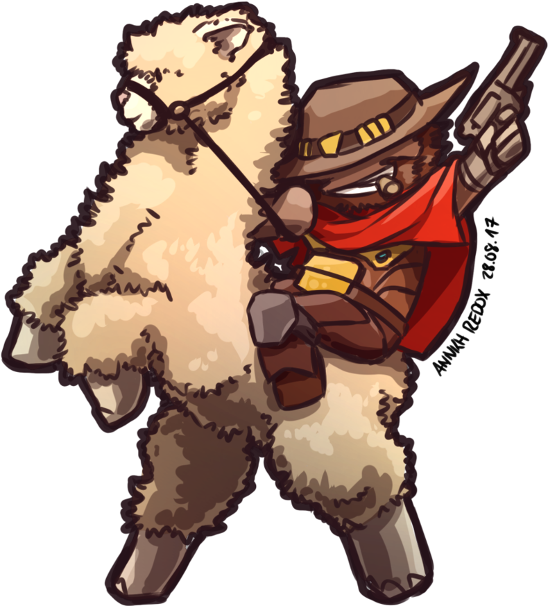 Cowboy Alpaca With Gun Illustration PNG