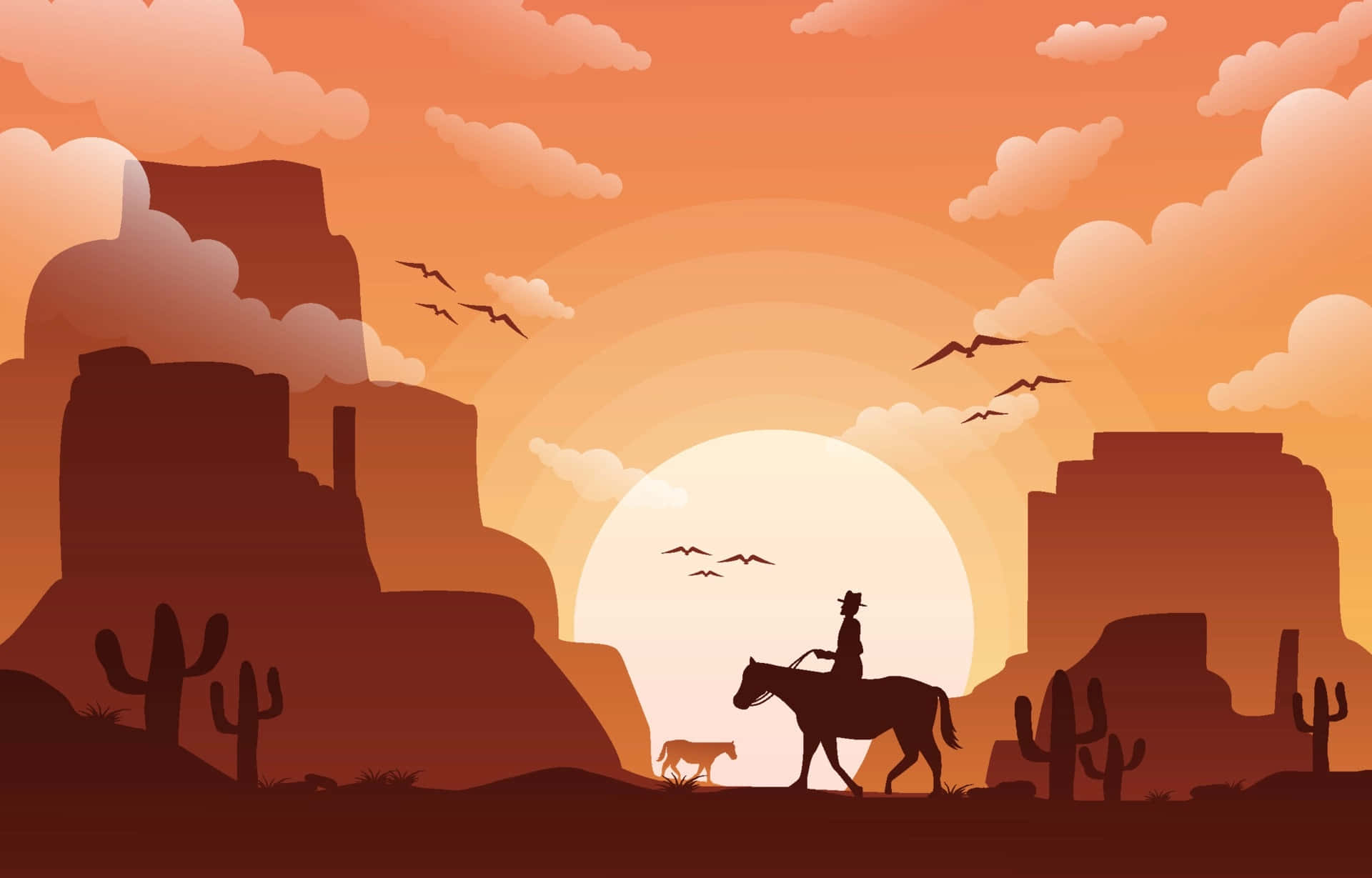 Wild West Sunset: 4K Cowboy Wallpaper - Free Download for PC