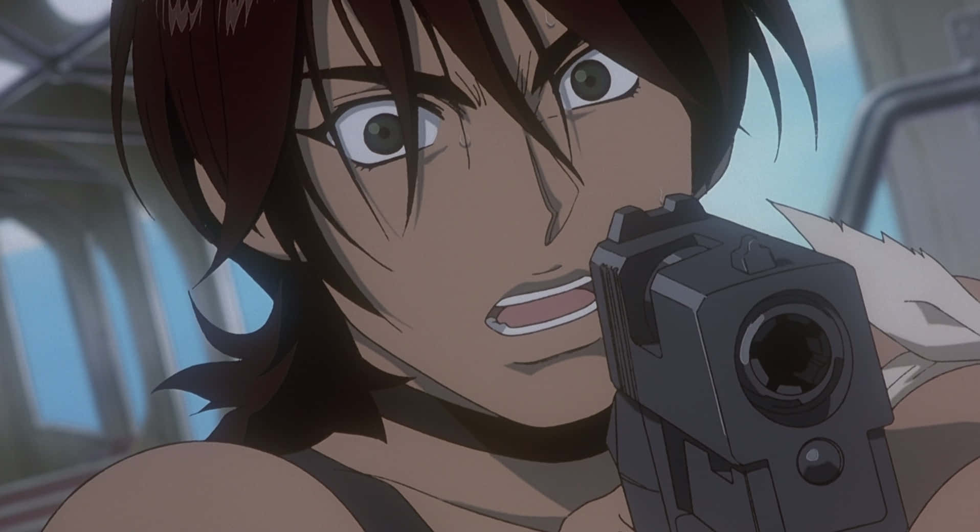 Electra Ovilo from Cowboy Bebop in an intense action scene. Wallpaper