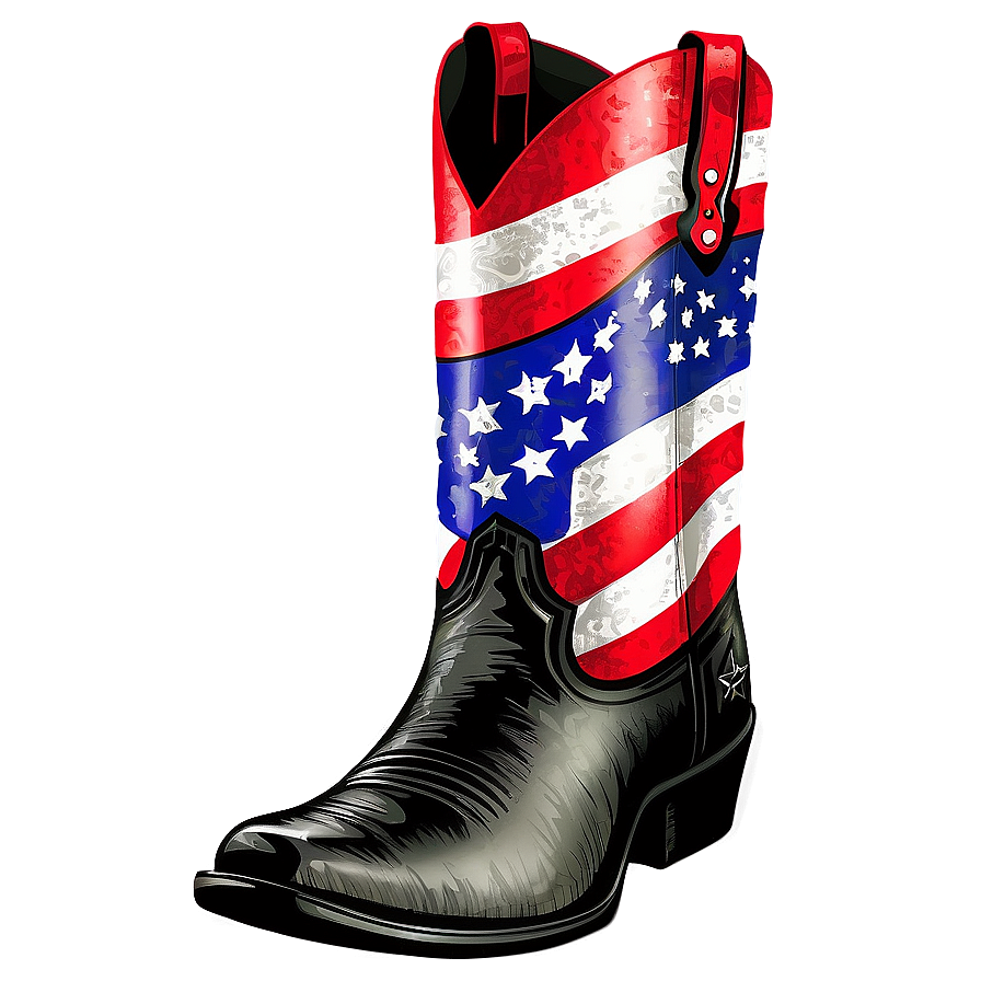 Cowboy Boot With American Flag Png Vwe PNG