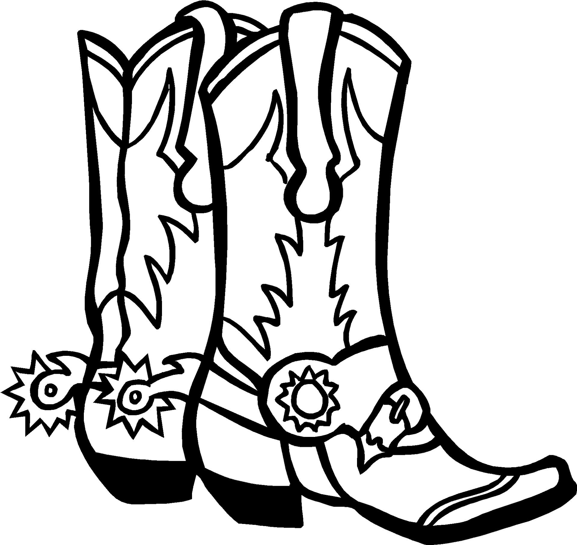 Cowboy Boots Outline Drawing PNG