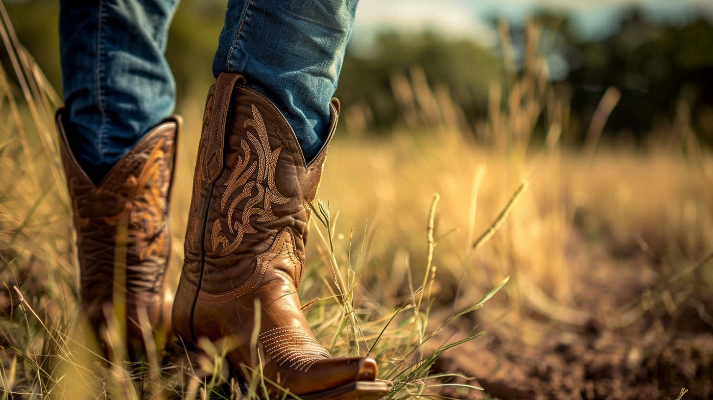 Cowboy Bootsin Field Walk Wallpaper