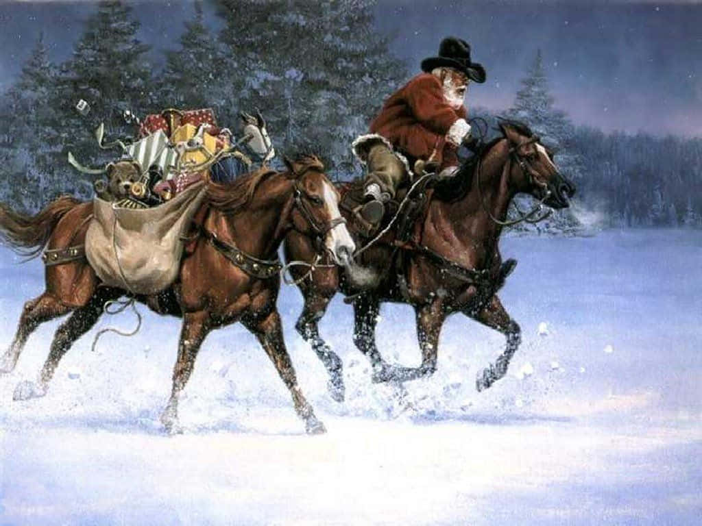 Feieredas Cowboy-weihnachten. Wallpaper