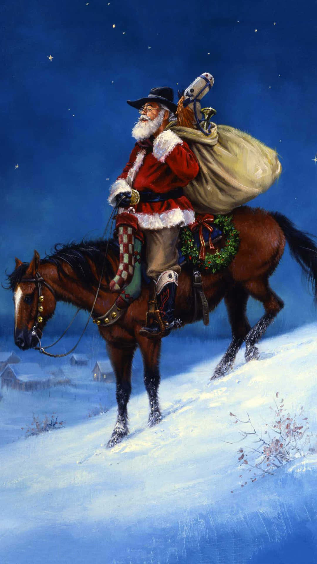 Enjoy the gift of a Cowboy Christmas. Wallpaper