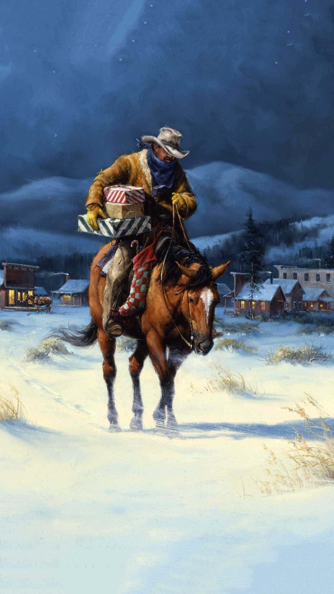 ¡celebrala Navidad De Los Vaqueros En El Salvaje Oeste! Fondo de pantalla